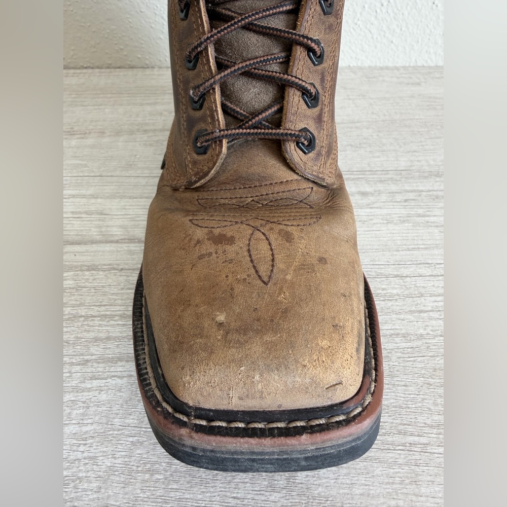 Justin Mens Pulley Brown Steel Toe Lace Up Western Work Boots SE682 size 6D - Picture 5 of 15